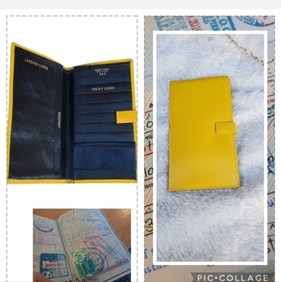 Vintage Yellow‎ Leather passport case - Picture 1 of 7